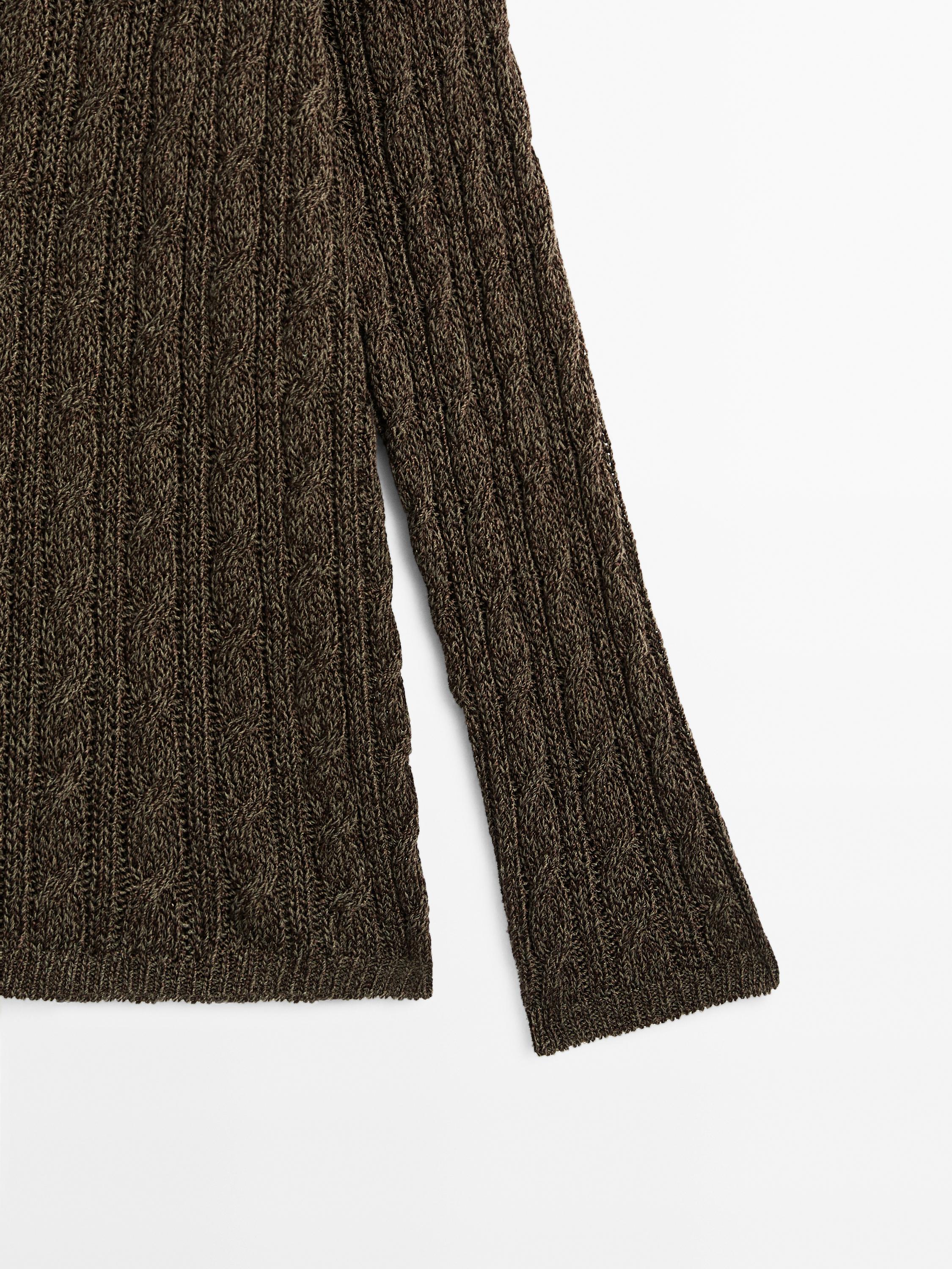 V-neck cable-knit sweater